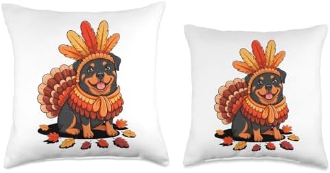 Thanksgiving Turkey Rottweiler Rottweilers Rottie Throw Pillow - Image 3