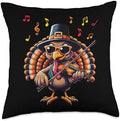 Funny Thanksgiving Turkey Playing Violin Violinist Throw Pillow by Unknown