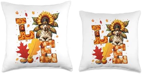 LOVE Thanksgiving Labrador Retriever Costume Fall Leaves Throw Pillow - Image 3