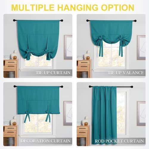 NICETOWN Peacock Teal Blackout Curtains 63 Inches Long for Bathroom - Image 4
