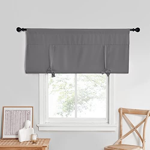 NICETOWN Tie Up Curtain - Small Kitchen Curtains and Valances Set Blackout Adjustable Silver Rod Pocket Roman Shades for Window Home Decor, 1 Panel, W 52 x L 45 in, Grey - Image 5