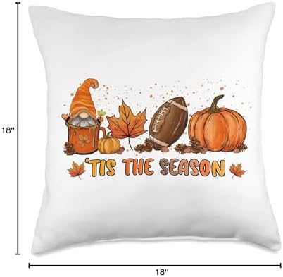 Autumn Thanksgiving Pumpkin Spice Gnome Tis The Season Pumpkin Fall Leaf Spice Latte Football Throw Pillow, 18x18, Multicolor - Image 4