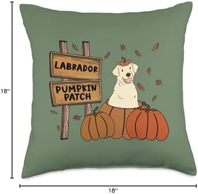 Labrador Pumpkin Patch Dog Lovers Thanksgiving Halloween Throw Pillow - Image 4
