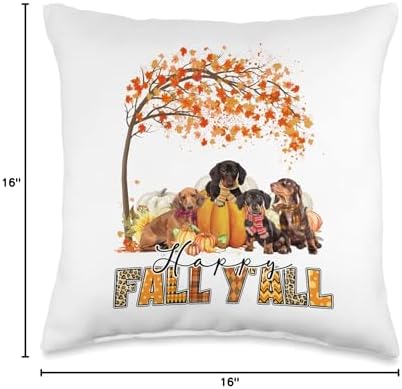 Happy Fall Y'all Dachshund Lover Autumn Pumpkin Thanksgiving Throw Pillow - Image 4