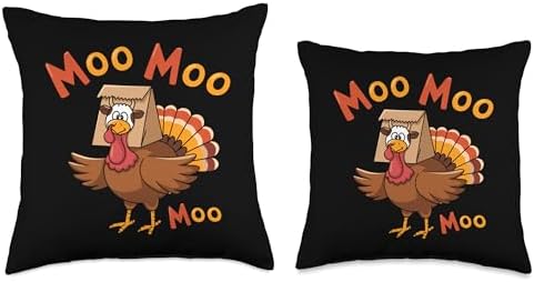 Turkey Moo I'm A Cow Fake Cow Thanksgiving Throw Pillow - Image 3