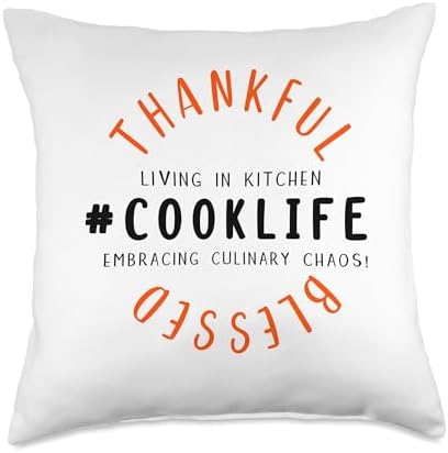 Thanksgiving Cook Thankful & Blessed Throw Pillow, 18x18, Multicolor by Unknown