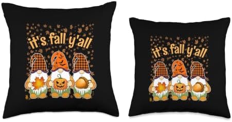Pumpkin Gnomes Autumn Halloween Thanksgiving It's Fall Y'all Throw Pillow - Image 3
