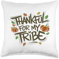 Thankful For My Tribe, Friendsgiving Squad, Thanksgiving Throw Pillow by HadleyDesigns