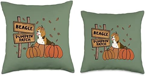 Beagle Pumpkin Patch Dog Lovers Thanksgiving Halloween Throw Pillow - Image 3