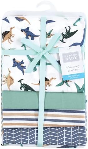 Hudson Baby Unisex Baby Cotton Poly Flannel Receiving Blankets, Dino Friends, One Size - Image 2