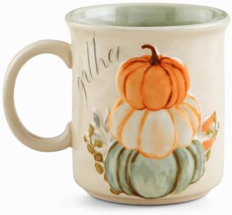 Mud Pie Gather Coffee Mug, Thanksgiving Pumpkin Mug, 21 Ounce Fall Mug by MudPie