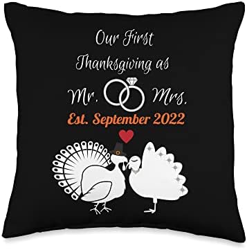 Our First Thanksgiving Married. Wedding Anniversary Sept.'22 Throw Pillow by Unknown