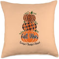 Spot & Tiger Thanksgiving Stacked Pumpkins Fall Vibes Grateful Thankful Blessed Autumn Throw Pillow, 18x18, Multicolor by Unknown