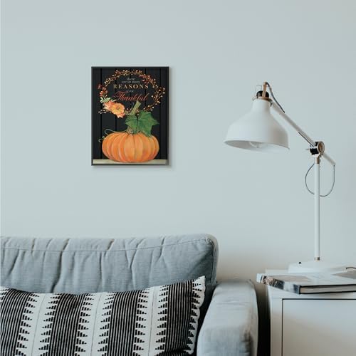 Thankful Pumpkin Thanksgiving Typography, 11 x 14 Inch Framed Giclée Print - Image 3