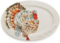 Mud Pie Turkey Platter, Large Thanksgiving Serving Platter, White Ceramic by MudPie