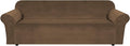 H.VERSAILTEX Stretch Velvet Sofa Covers Large Couch Covers Furniture Protector Soft with Non Slip Elastic Bottom, Feature Thick Comfy Rich Velour (Extra Large Sofa 98"-105", Bronze Brown)