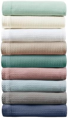 Madison Park 100% Egyptian Cotton King Size Bed Blanket for Summer Ivory | Cozy Soft Breathable Durable, Waffle Weave Woven Casual, Lightweight Knit All Season Throw for Bed Couch or Sofa, OEKO TEX
