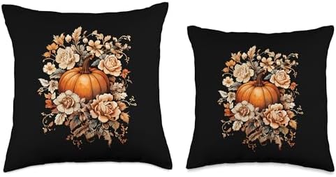 Fall Flower Vintage Pumpkin Autumn Thanksgiving Throw Pillow - Image 3
