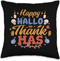 Happy HalloThankMas Halloween Thanksgiving Christmas Meme Throw Pillow by Unknown