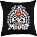 Turkey Moo Funny Thanksgiving Cow Throw Pillow by Unknown