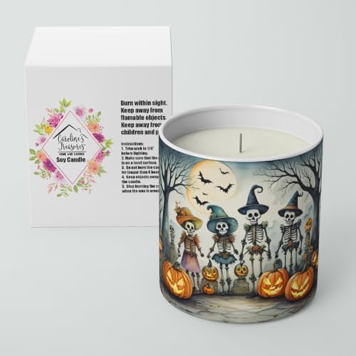 Caroline's Treasures DAC2228CDL Calacas Skeletons Spooky Halloween Decorative Soy Candle Nature Soy Wax Essential Oil Home Decor Ideal for Bedroom Kitchen Bath Office Gift, 10 oz
