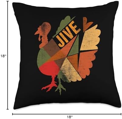 Turkey Jive Thanksgiving Day Turkey Patchwork Feast Dinner Throw Pillow - Image 4