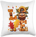 LOVE Thanksgiving Muskrat Fall Leaves Sunflower Animal Lover Throw Pillow by Unknown