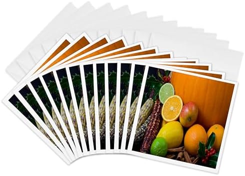 3dRose 8 x 8 x 0.25 Inches Thanksgiving Fruit and Corn Greeting Card, Set of 12 (gc_36760_2) by 3dRose