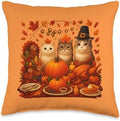 Fall Thanksgiving Cats Dinner Feast Vintage Fall Home Decor Throw Pillow by Unknown