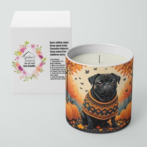 Caroline's Treasures DAC1064CDL Black Pug Fall Decorative Soy Candle Nature Soy Wax Essential Oil Home Decor Ideal for Bedroom Kitchen Bath Office Gift, 10 oz - Image 2