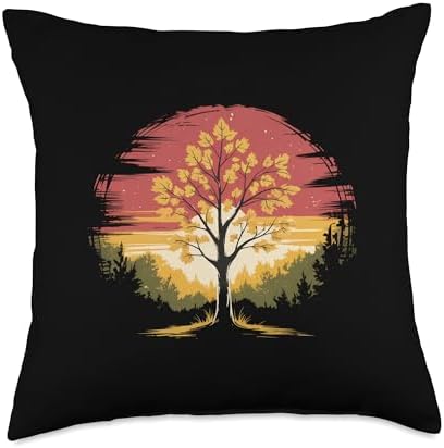 Cute Maple Tree Fall Autumn Thanksgiving Throw Pillow by Unknown