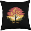 Cute Maple Tree Fall Autumn Thanksgiving Throw Pillow by Unknown