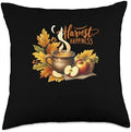 Harvest Happiness Fall Vibes Autumn Thanksgiving Throw Pillow by Unknown
