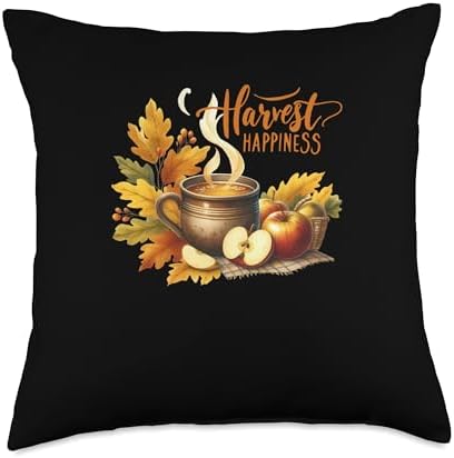 Harvest Happiness Fall Vibes Autumn Thanksgiving Throw Pillow by Unknown