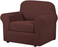 H.VERSAILTEX 2 Piece Couch Cover Stretch Stylish Chair Cover Furniture Cover/Protector Featuring Jacquard Textured Twill Fabric, High Spandex Slipcover Machine Washable (Chair, Burnt Brick)