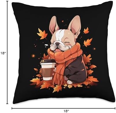 French Bulldog Autumn Pumpkin Spice Latte Frenchie Dog Throw Pillow - Image 4