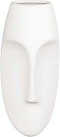 Howard Elliott Collection Oval Wall Hanging Face Sculpture, Contemporary Ceramic Accent for Entryway, Living Room, Hallway or Bedroom Decor, Matte White