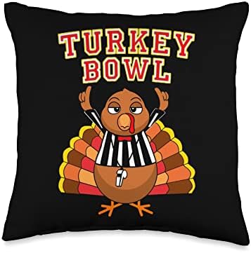 Football Turkey Bowl Annual Family Thanksgiving Game Referee Throw Pillow by Unknown