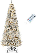 YITAHOME 7.5ft Snow Flocked Pencil Christmas Tree with Lights by YITAHOME