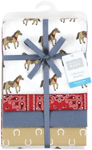 Hudson Baby Unisex Baby Cotton Poly Flannel Receiving Blankets, Cowboy, One Size - Image 2