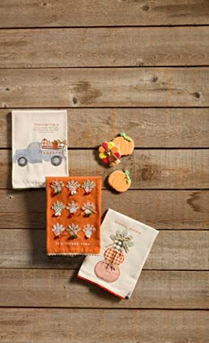 Mud Pie Gobble Gobble Thanksgiving Hand Towel, Turkey Applique Tea Towel - Image 2