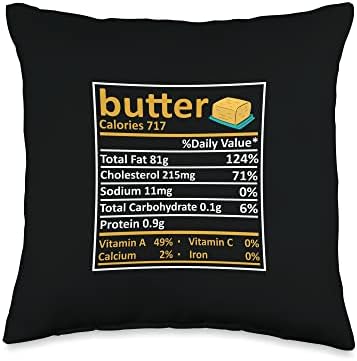 Butter Nutrition Food Facts Funny Thanksgiving Costume Throw Pillow by Unknown