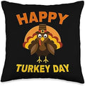 Happy Thanksgiving for Boys Girls Kids Pilgrim Turkey Throw Pillow by Unknown