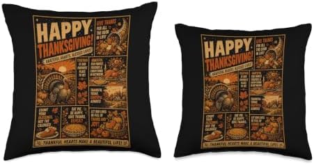 Happy Thanksgiving Grateful Hearts Blessed Lives Throw Pillow - Image 3