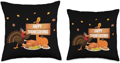 Happy Thanksgiving for Families Fun Dinner Celebration Throw Pillow - Image 3