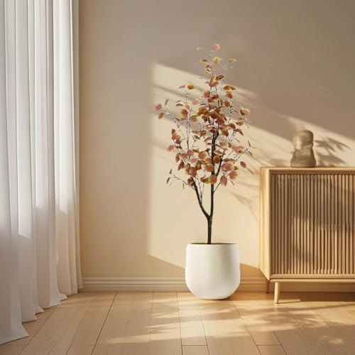 Artificial Eucalyptus Tree in Pot Realistic Fake Fall Plant for Home Office Decor, Thanksgiving Autumn Silk Leaves Faux Tree for Party Decoration - Image 2