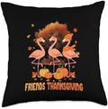 Friends Thanksgiving Three Cute Flamingos Fall Tree Pilgrim Throw Pillow by Unknown