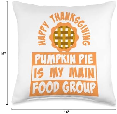 Reason to be Happy Tees Happy Thanksgiving Pumpkin Pie is My Main Food Group Throw Pillow, 16x16, Multicolor - Image 4