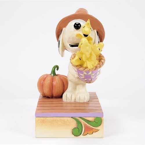 Enesco Peanuts by Jim Shore Thanksgiving Snoopy Holding a Cornucopia of Woodstocks, 5.31 Inch, Multicolor - Image 3