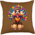 Poodle Turkey Funny Thanksgiving Animal Dog Canine Pet Puppy Throw Pillow by Unknown